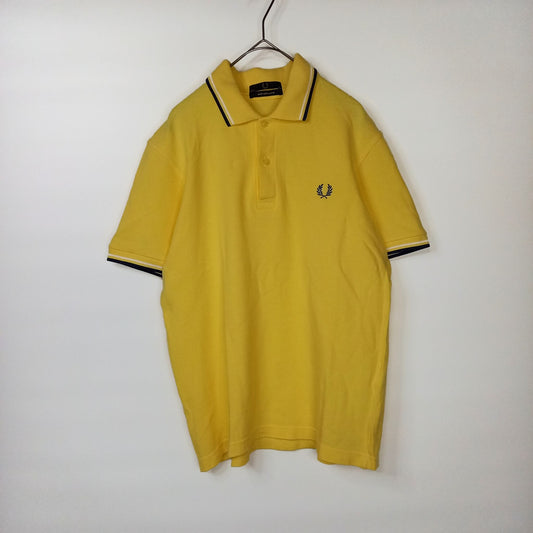 イギリス製　フレッドペリー　ポロシャツ　半袖　刺繍ロゴ　黄色