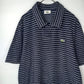 日本製　ラコステ　ポロシャツ　半袖　ボーダー　スナップボタン　ファブリカ　紺