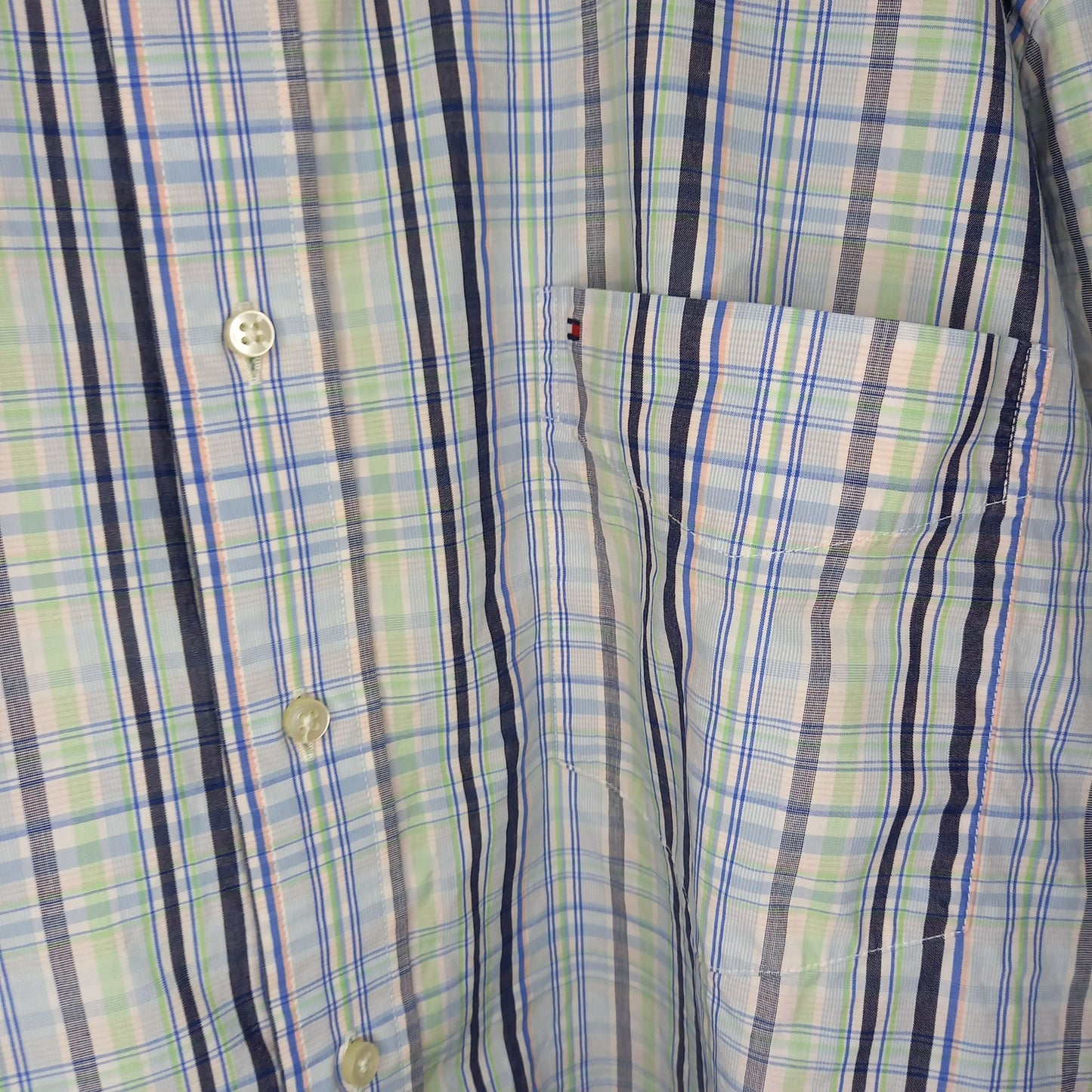 トミーヒルフィガー　BDシャツ　半袖　チェック　オーバーサイズ　ブルー