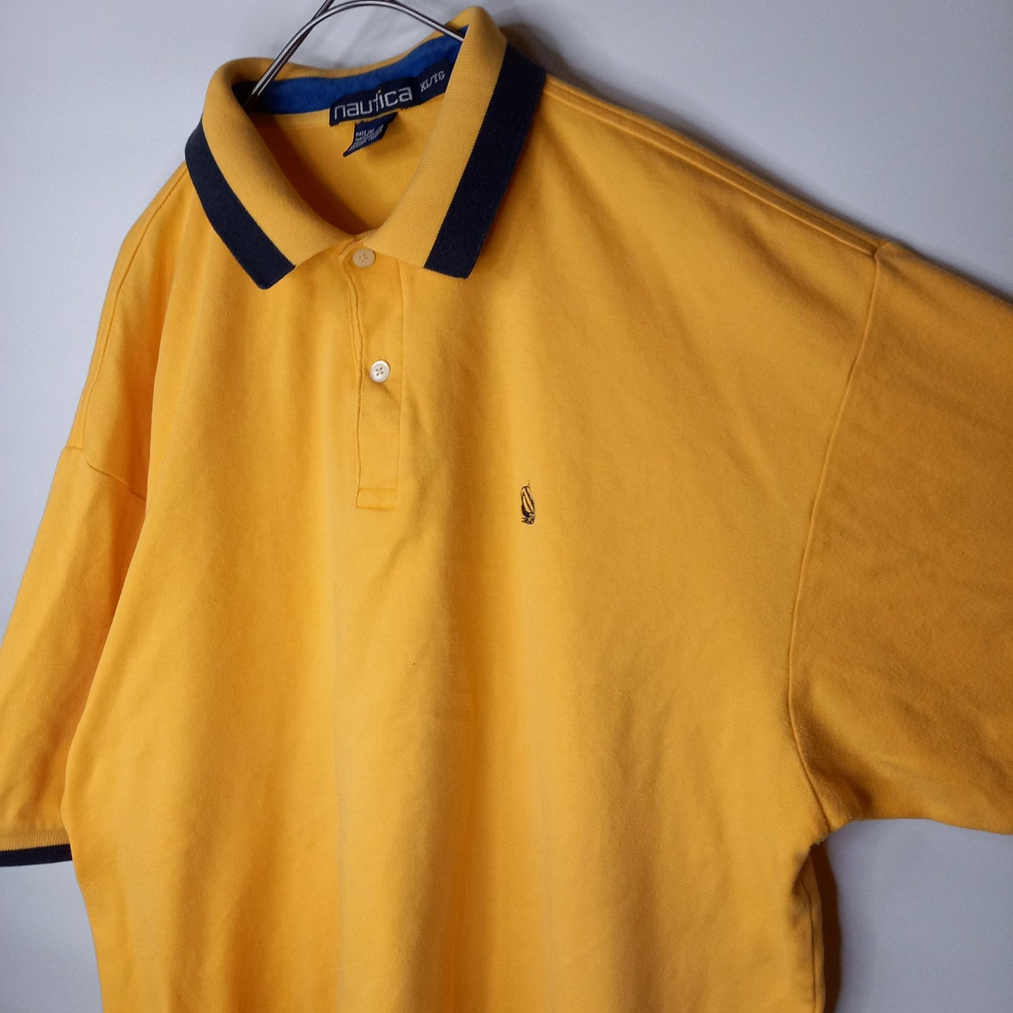 希少品　カナダ製　ノーティカ　リンガー　ポロシャツ　半袖　旧ロゴ　無地　イエロー