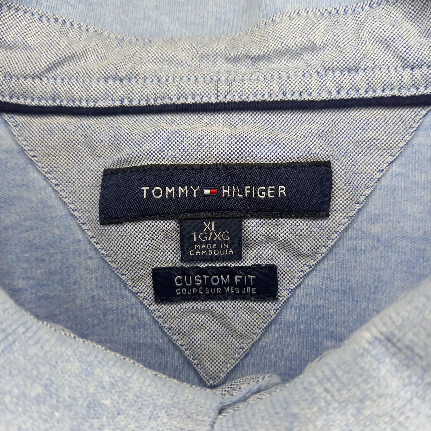 トミーヒルフィガー　ポロシャツ　半袖　オーバーサイズ　刺繍ロゴ　無地　ブルー