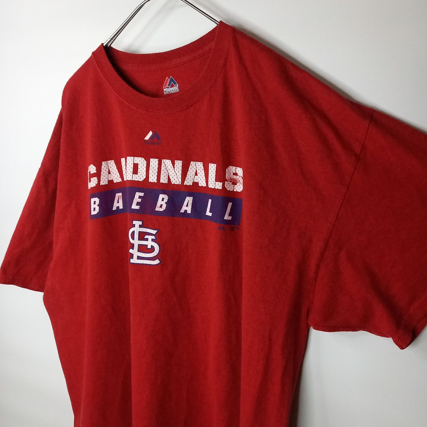 マジェスティック　ベースボール　Tシャツ　半袖　カージナルス　MLB　英字　赤