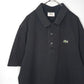 ラコステ　ポロシャツ　半袖　3つボタン　刺繍ロゴ　無地　オーバーサイズ　黒