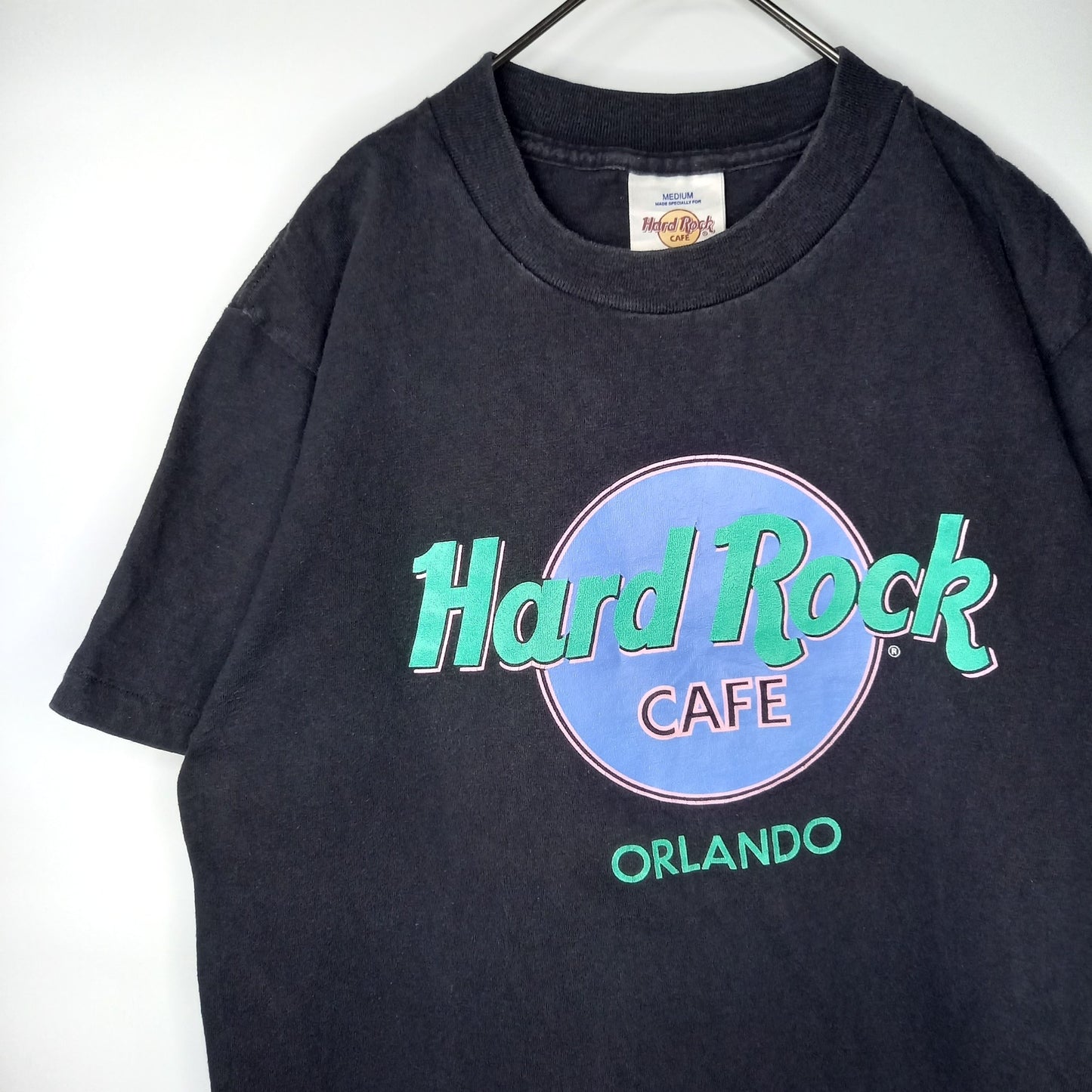 90s　アメリカ製　ハードロックカフェ　クルーネック　ロゴTシャツ　ビッグロゴ