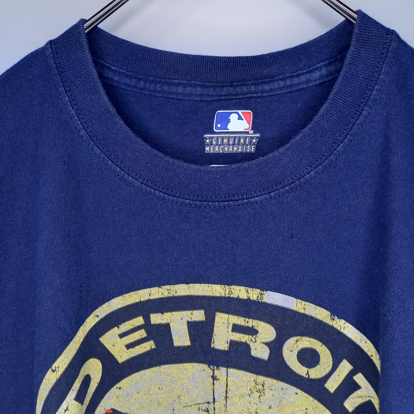 正規品　MLB　クルーネック　ベースボールTシャツ　タイガース　ビッグロゴ　紺