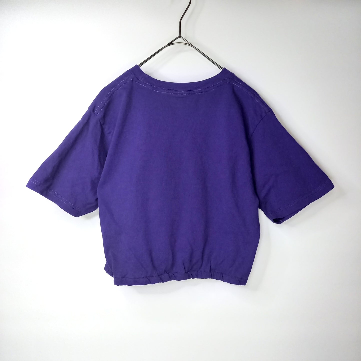 リメイク品　ショート丈　カットソー　プリント　Tシャツ　半袖　Y2K　紫　S