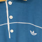 90s　アディダス　ポロシャツ　半袖　ボーダー　刺繍ロゴ　US L
