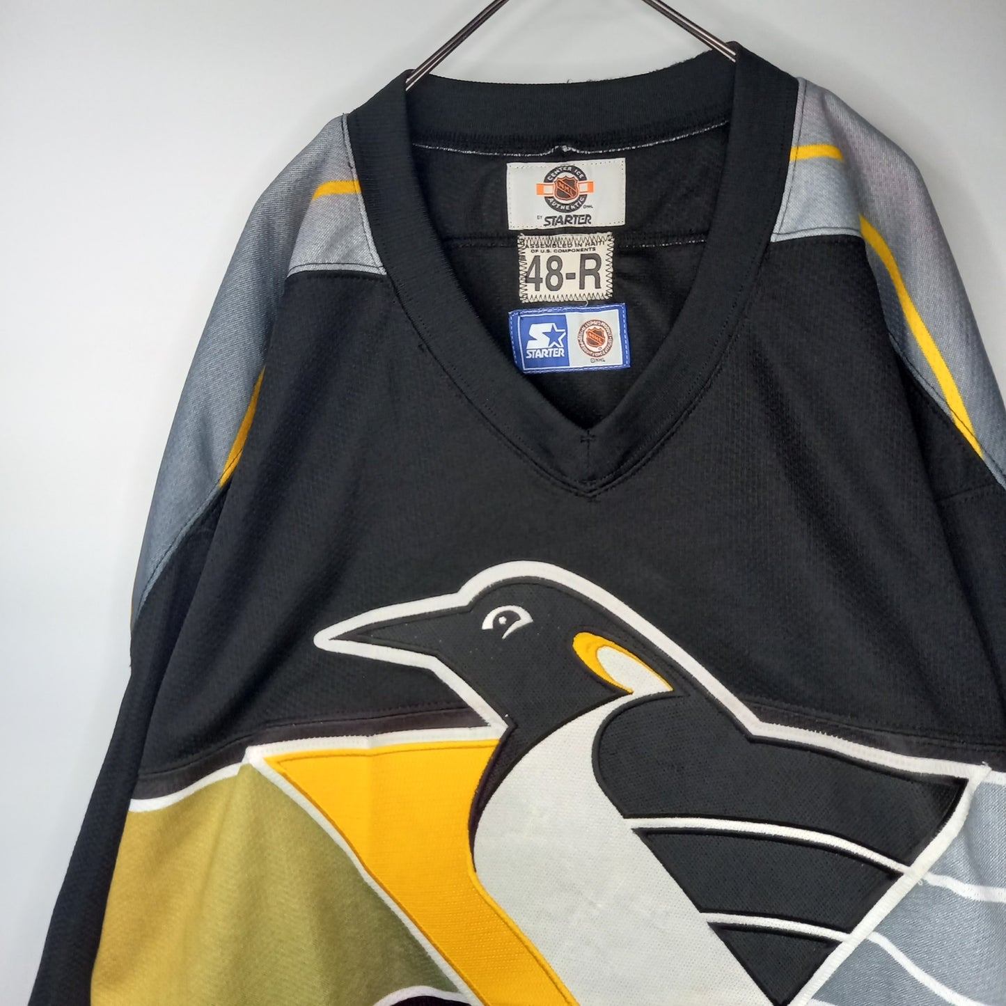 STARTER × NHL　ペンギンズ　ホッケーシャツ　ゲームシャツ　刺繍ロゴ