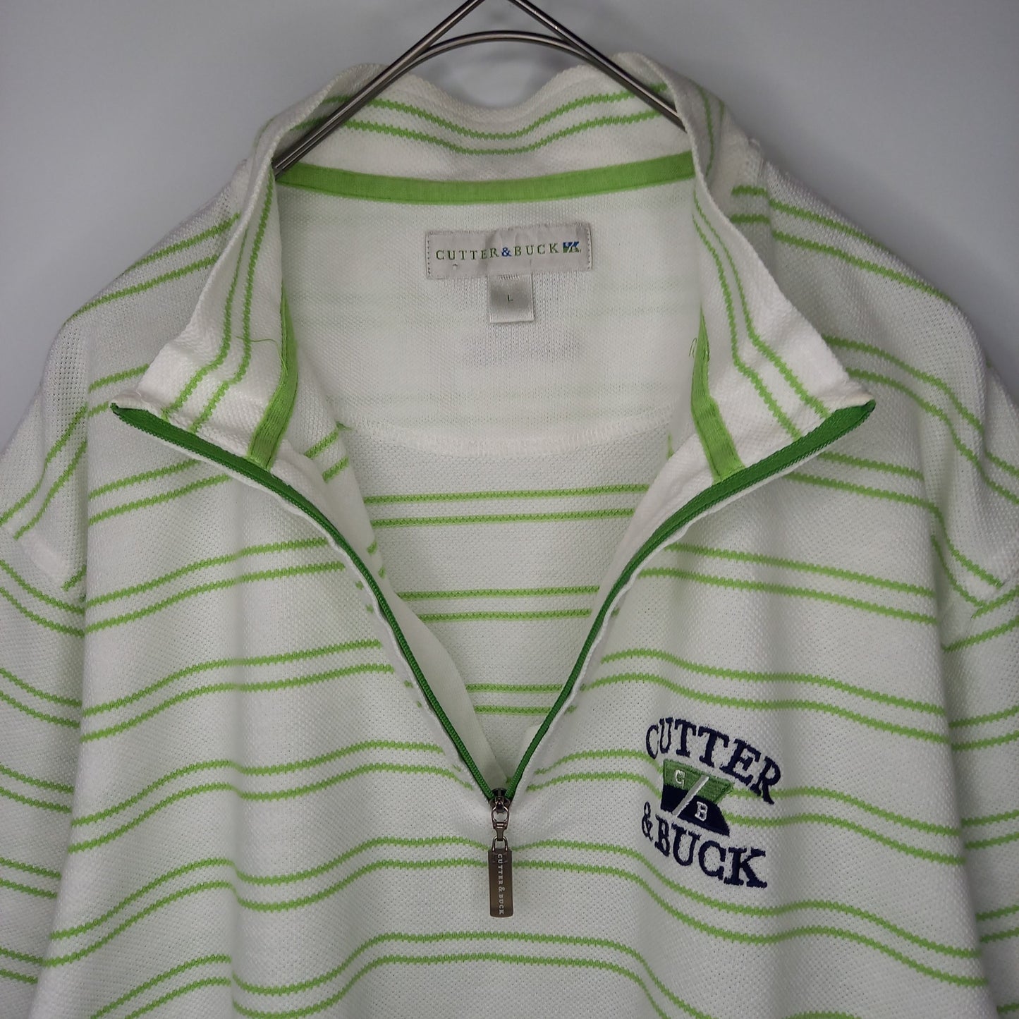 デサント製　CUTTER&BUCK　ハーフジップ　半袖　刺繍カットソー　Tシャツ