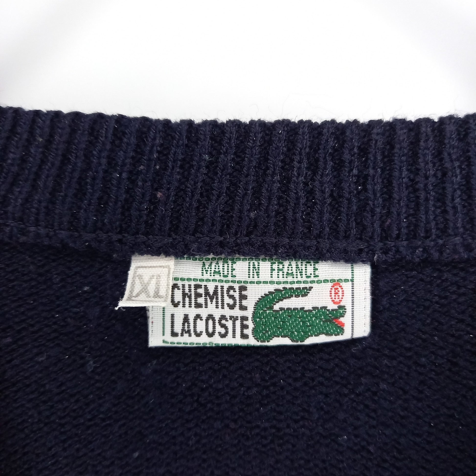 希少品 70s フレンチラコステ Vネック コットン ニット セーター 刺繍