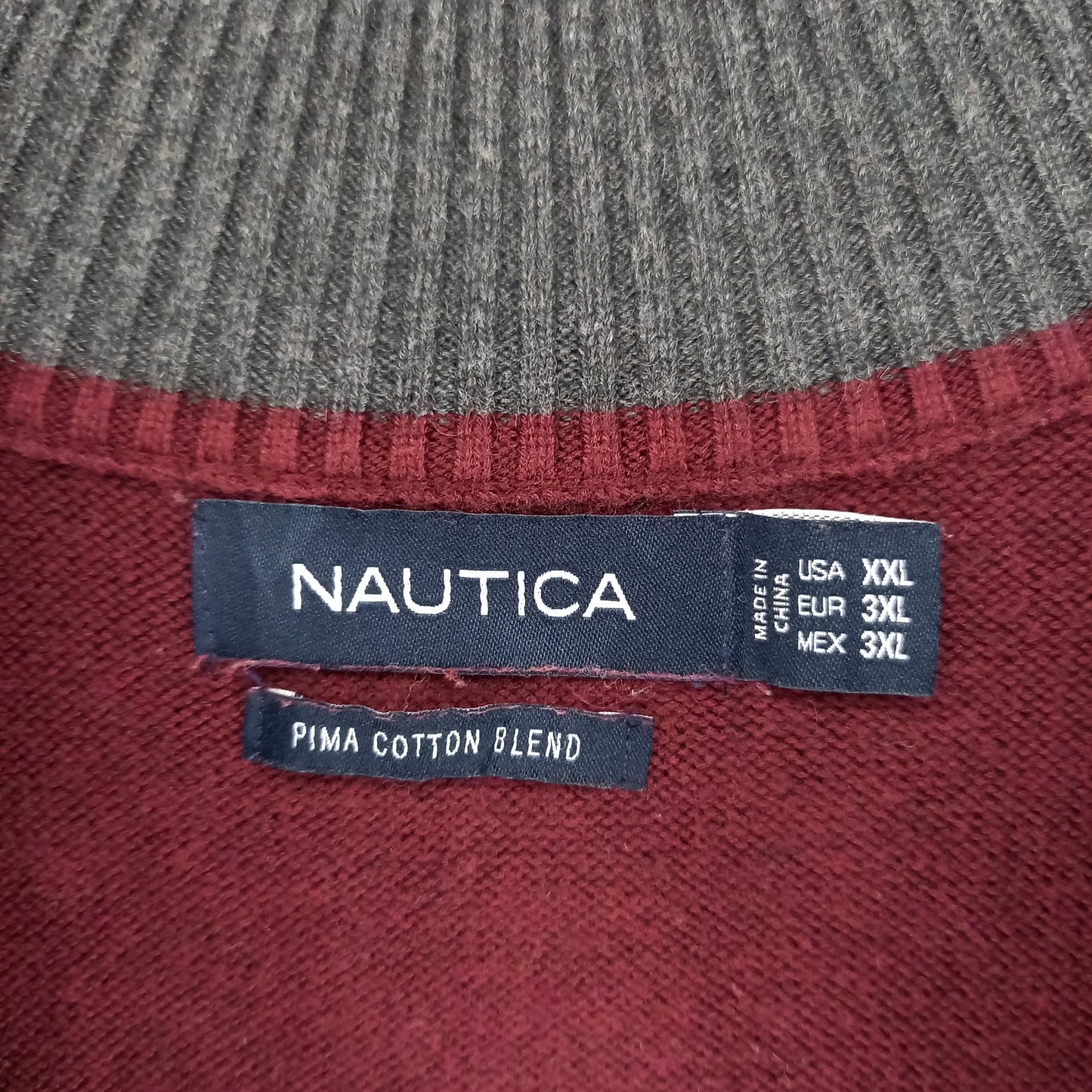 ノーティカ　ハーフジップ　コットンニット　セーター　ピマ　オーバーサイズ　刺繍