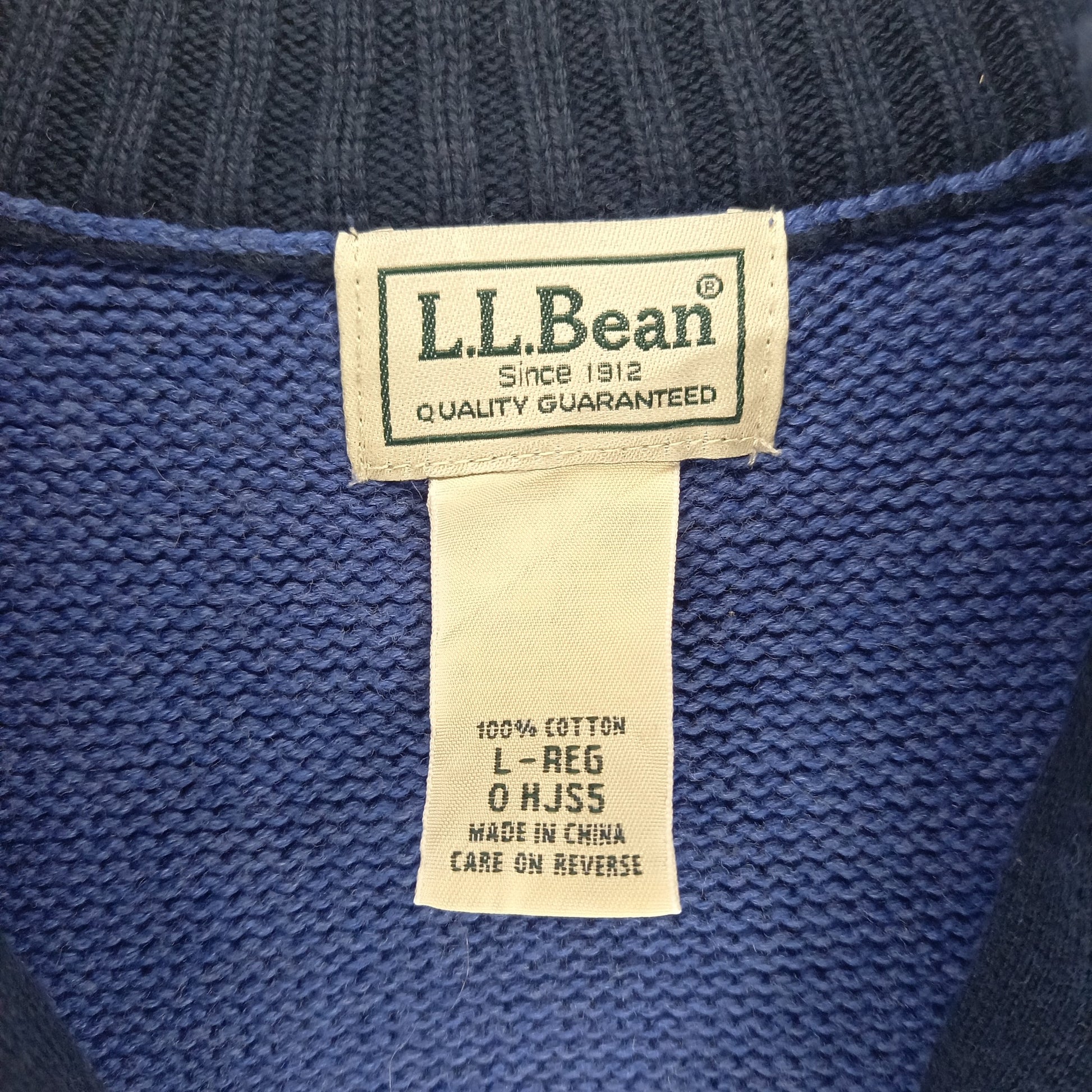 【人気アイテム】L.L.Bean ニット ハーフジップ青色サイズM コットン