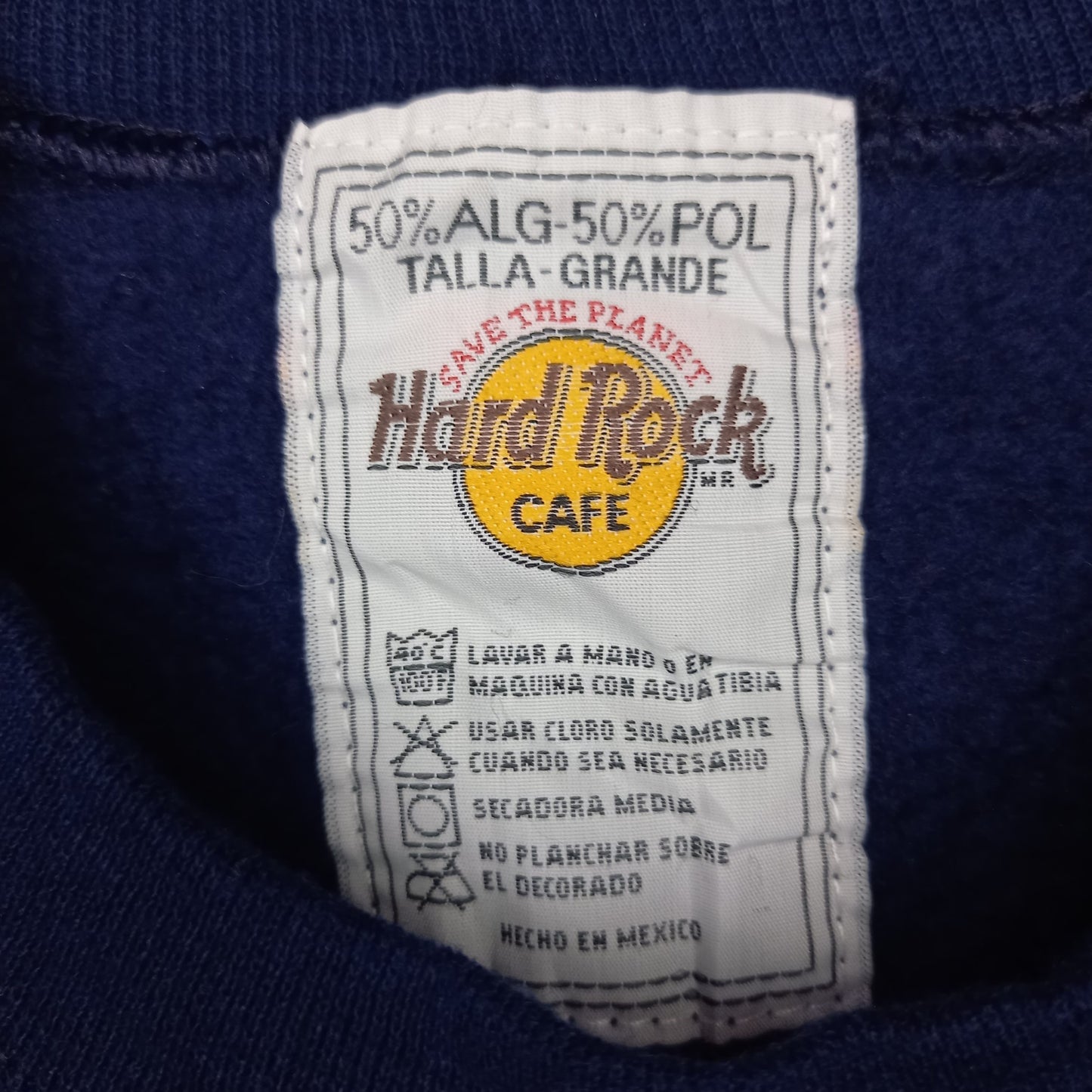 90s　メキシコ製　ハードロックカフェ　スウェット　トレーナー　裏起毛　刺繍