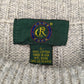 90s　アメリカ製　CLUB ROOM　クルーネック　コットンニット　セーター　中厚手　ミドルゲージ　フェアアイル　ノルディック　モザイク　グレー　L