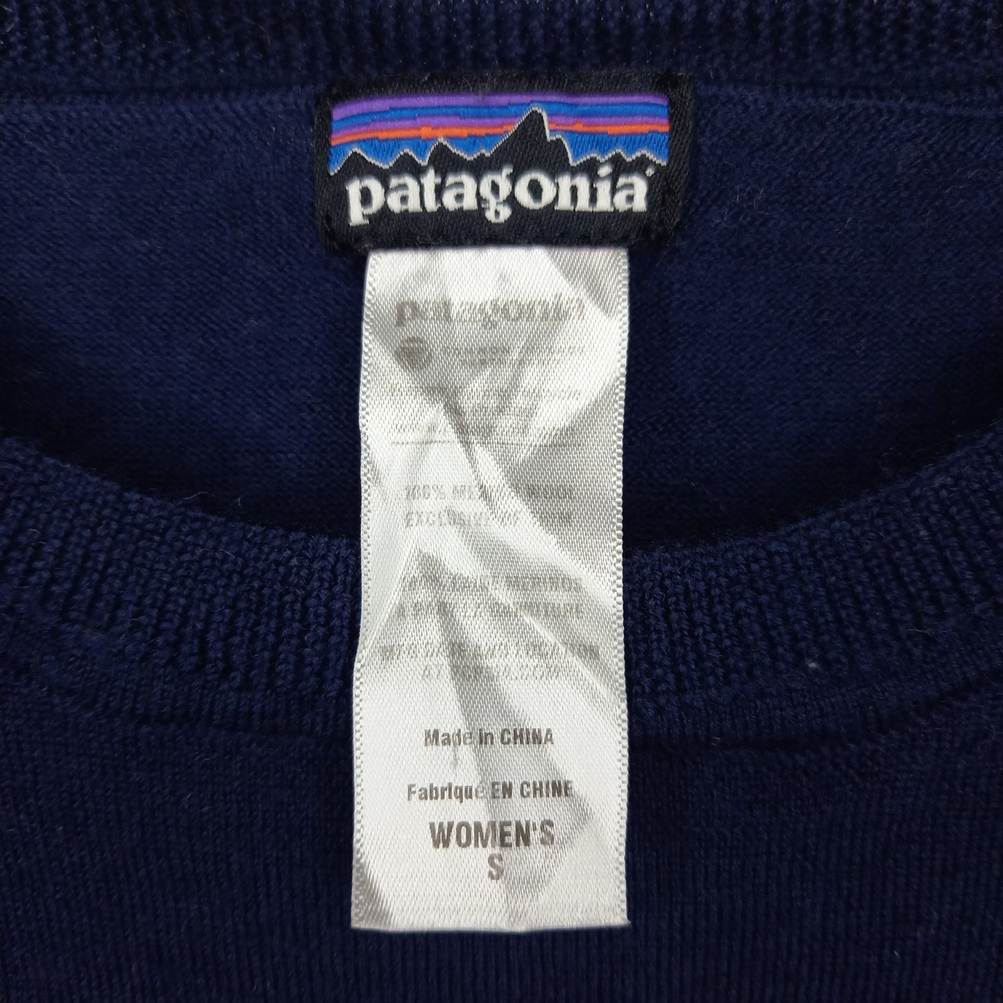 パタゴニア　メリノウール　ニット　セーター　薄手　ロンT　ボーダー　ネイビー　S