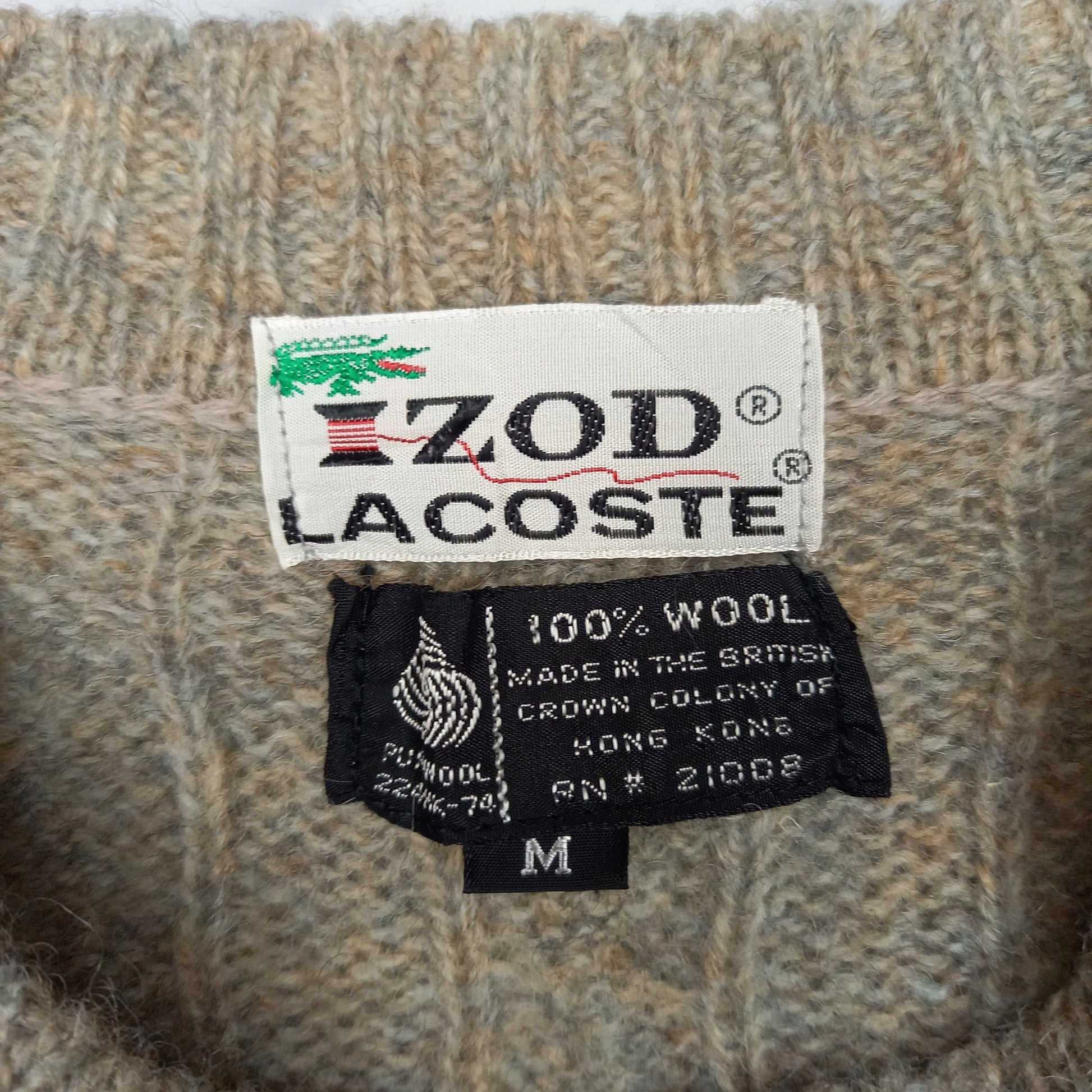 70s アイゾッド ラコステ ニット ケーブル編み 刺繍 糸巻きタグ 