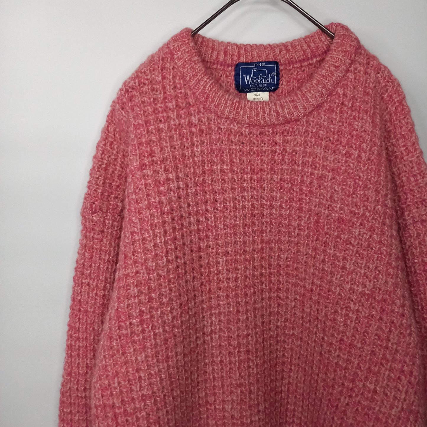 90s　ウールリッチ　ニット　セーター　無地　ローゲージ　厚手　ピンク　XL