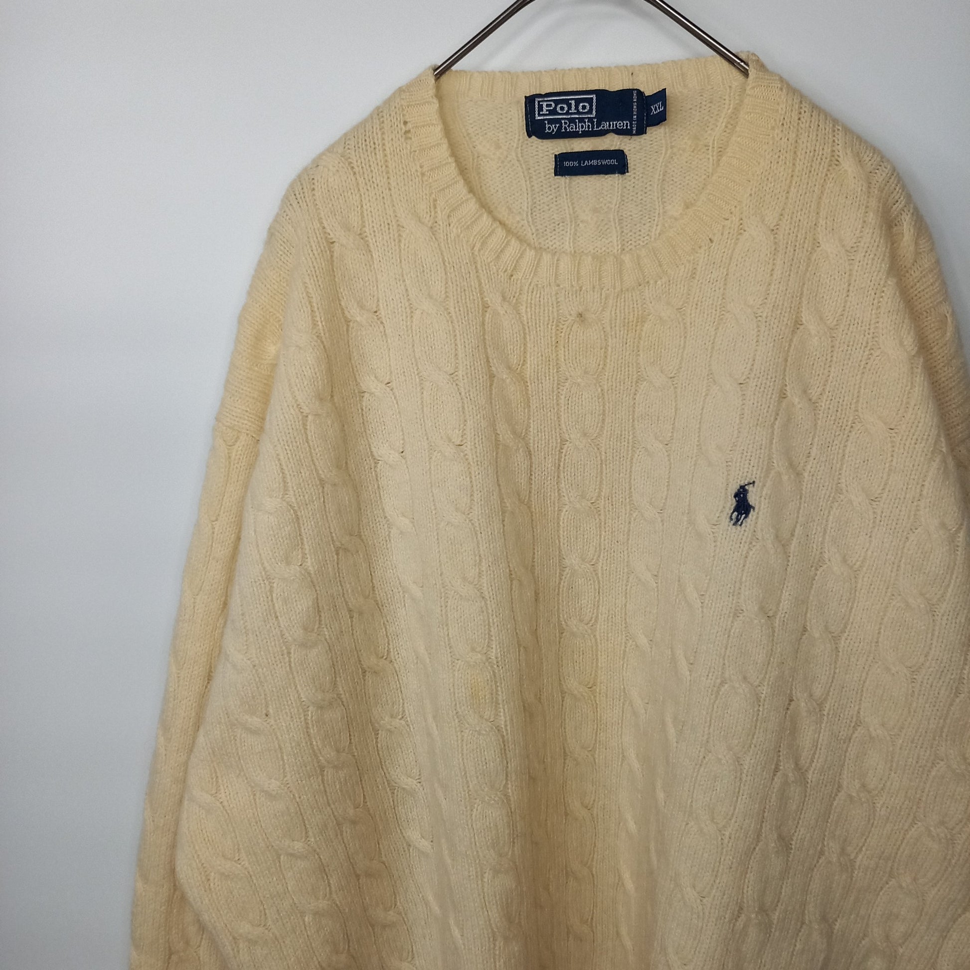 90s ラルフローレン ウールニット セーター ケーブル編み 刺繍