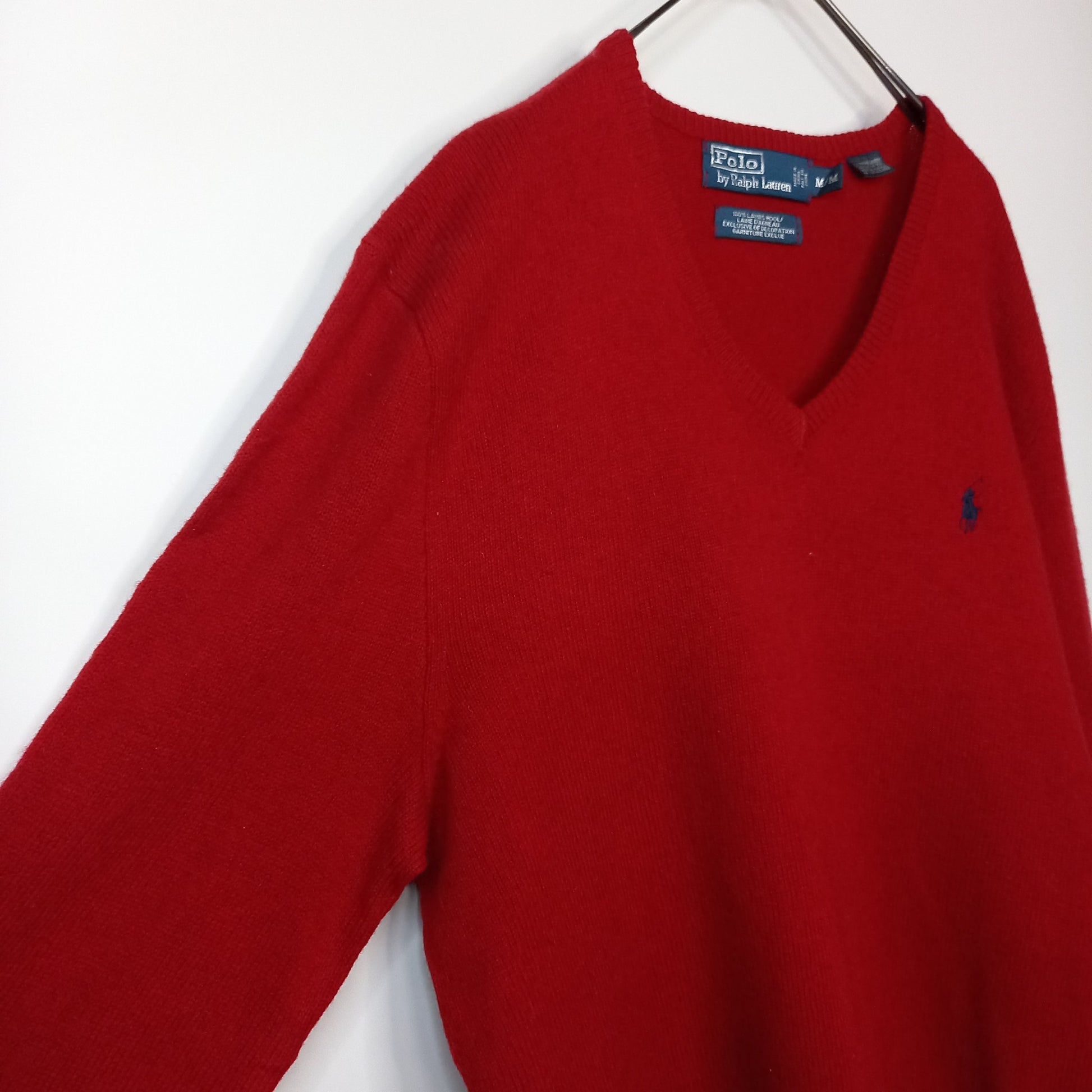 未使用タグ付 ラルフローレン ニット セーター 赤 ポニー刺繍 ラムウール XLラルフローレン