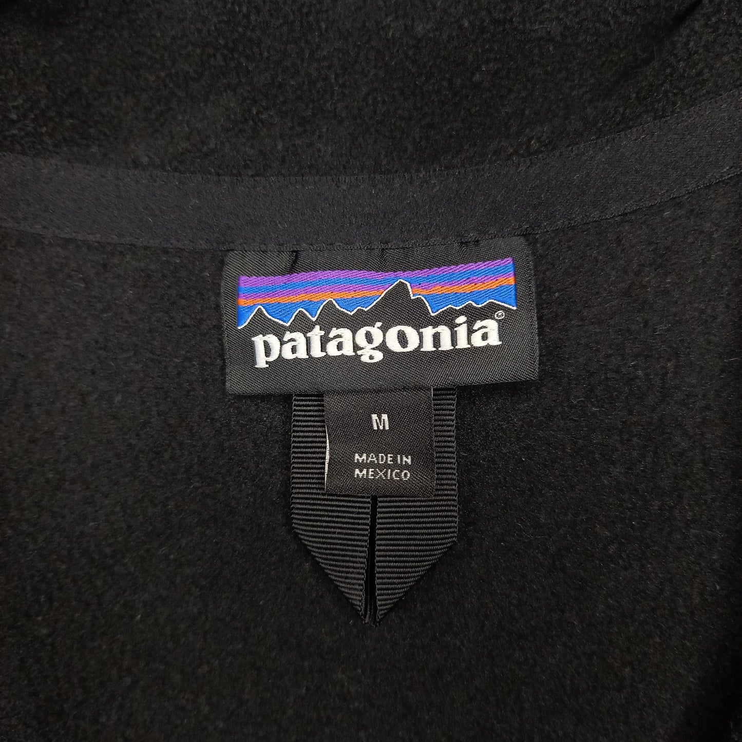 メキシコ製　パタゴニア　フリース　ジャケット　刺繍　企業ロゴ　薄手　ブラック　M
