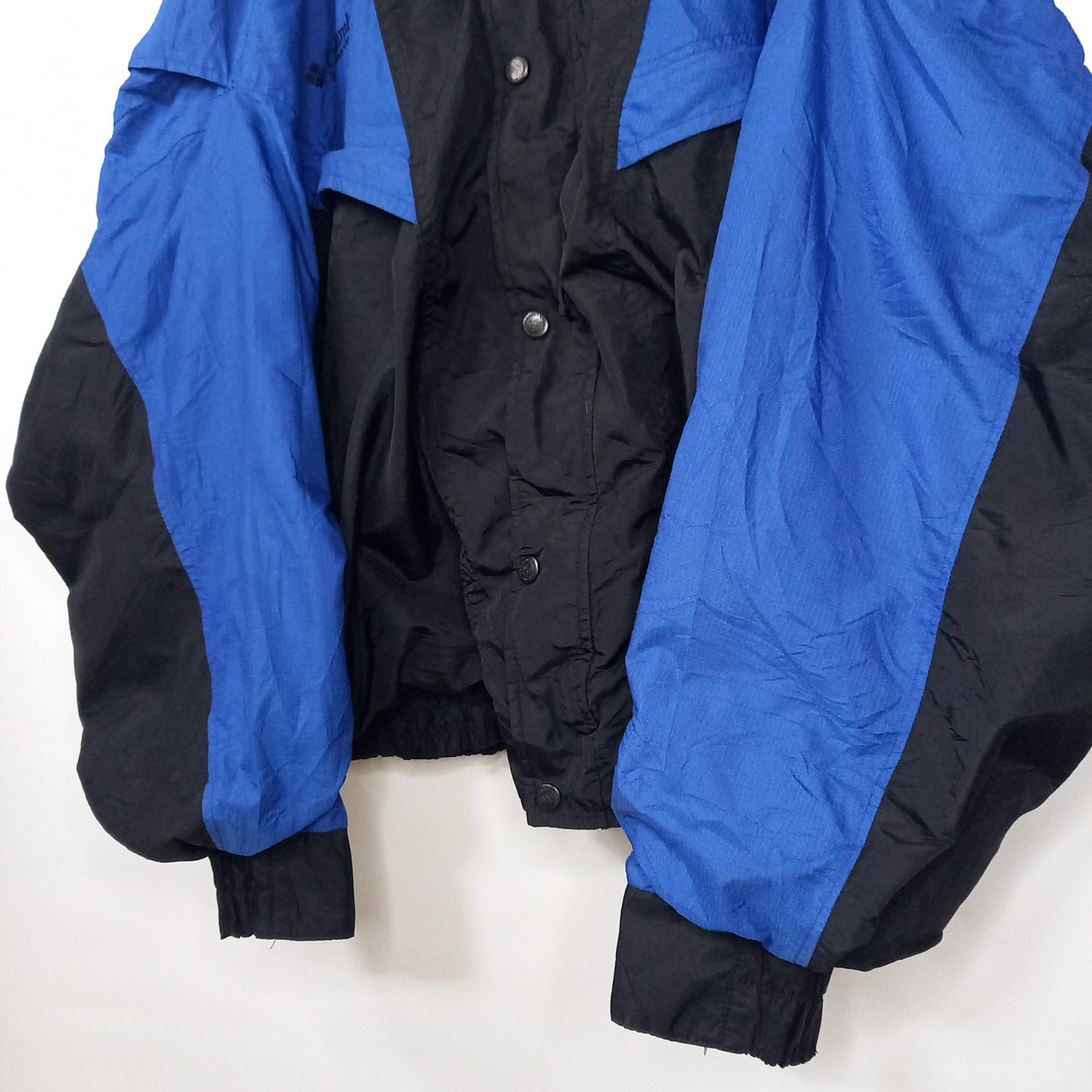 90s　コロンビア　ナイロンジャケット　パーカー　刺繍　ブラック　ブルー　3XL