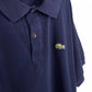 フレンチ　ラコステ　ポロシャツ　半袖　L1212　刺繍ロゴ　シェルボタン　ユーロ古着　ネイビー　2XL