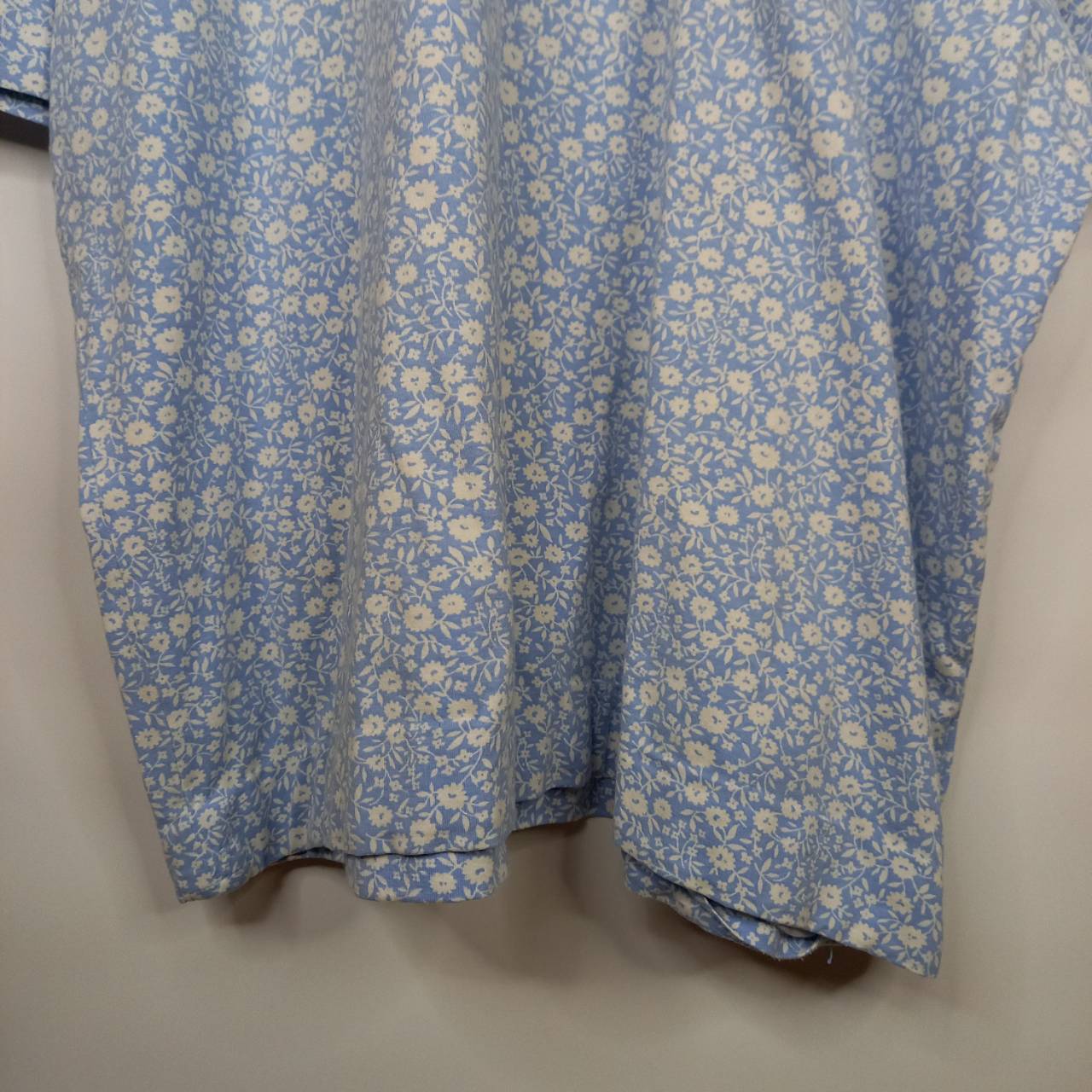 ポロバイラルフローレン　ポロシャツ　半袖　刺繍ロゴ　ポニー　花柄　ブルー　水色　L