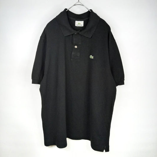 ラコステ　ポロシャツ　半袖　L1212　刺繍ロゴ　シェル　ユーロ古着　ブラック　L