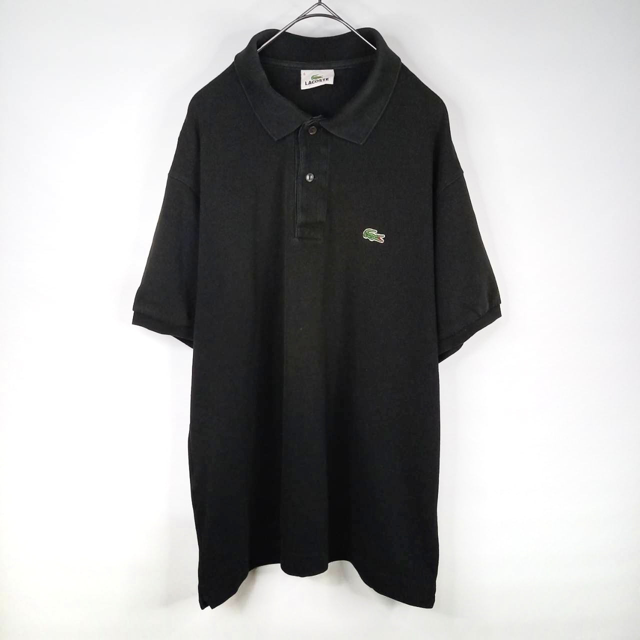 ラコステ　ポロシャツ　半袖　L1212　刺繍ロゴ　シェル　ユーロ古着　ブラック　XL