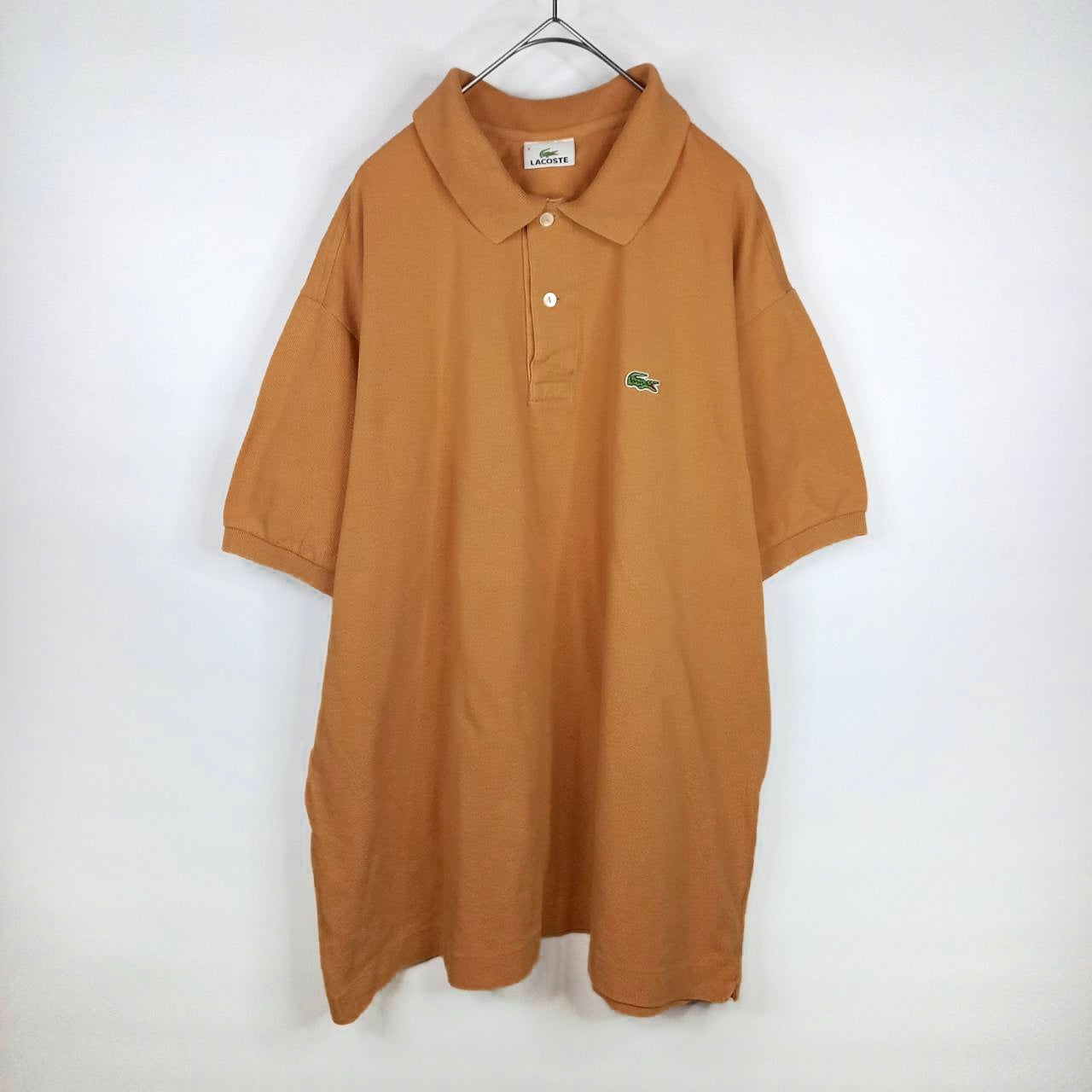 ラコステ　ポロシャツ　半袖　L1212　刺繍ロゴ　シェルボタン　オレンジ　3XL