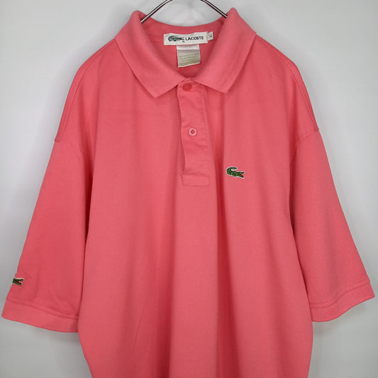 フレンチ　ラコステ　ポロシャツ　半袖　L1212　刺繍ロゴ　シェル　ピンク　XL
