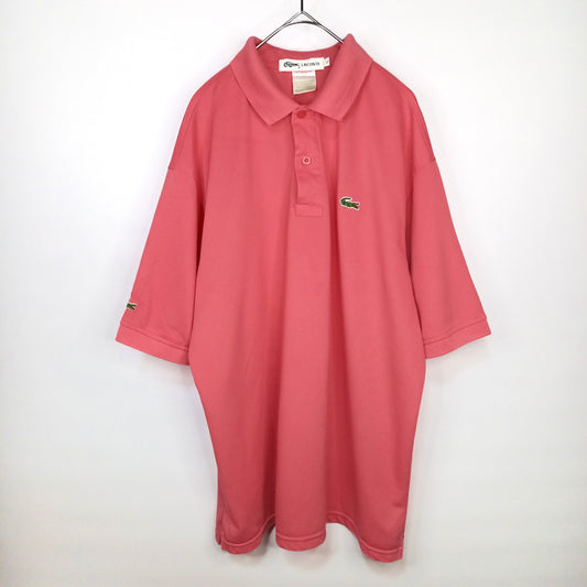 フレンチ　ラコステ　ポロシャツ　半袖　L1212　刺繍ロゴ　シェル　ピンク　XL