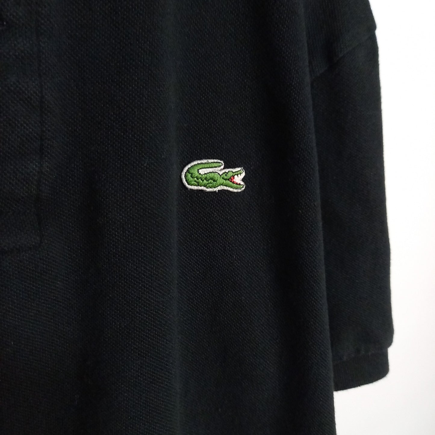 フレンチ　ラコステ　ポロシャツ　半袖　L1212　刺繍ロゴ　シェル　ブラック　黒　XL