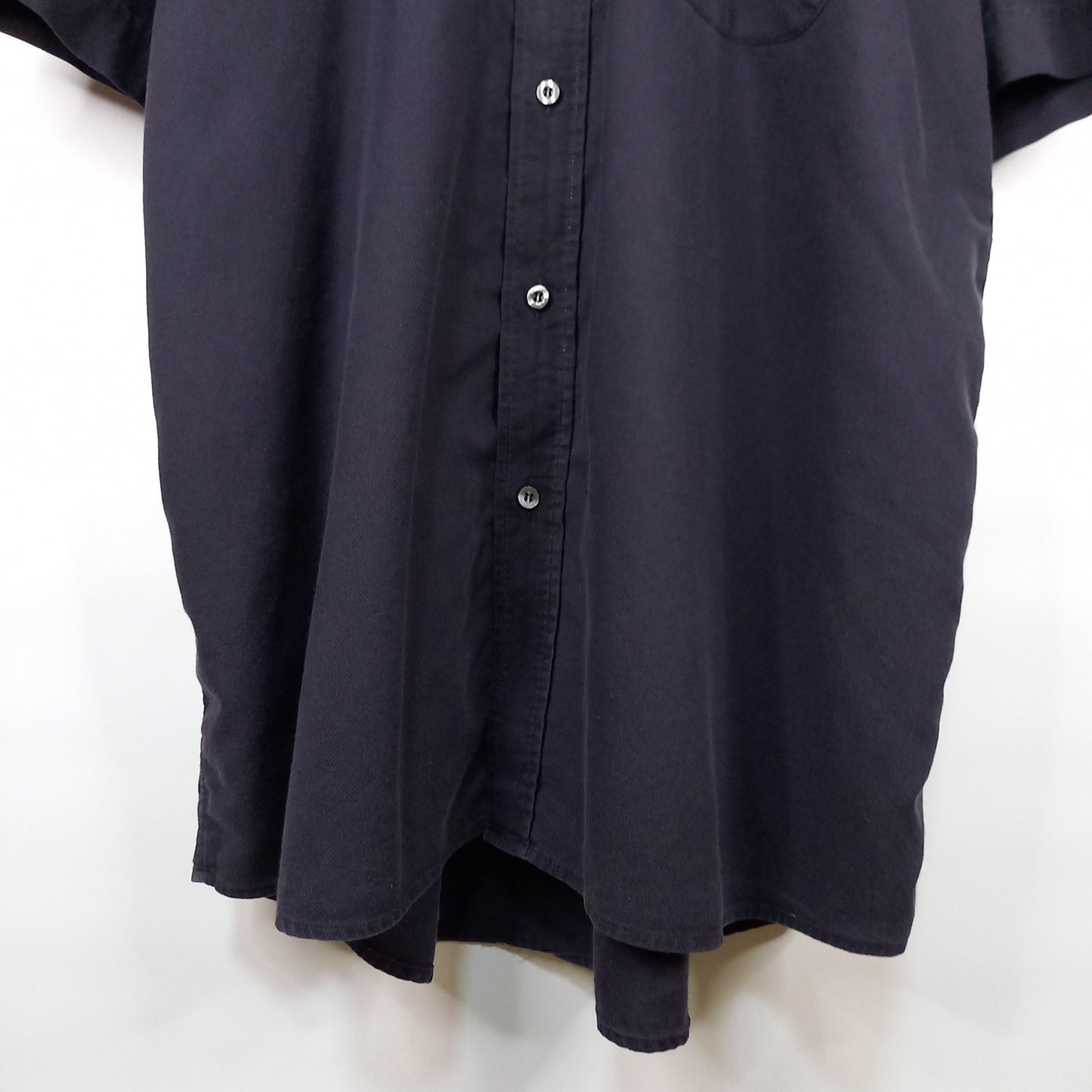 ラコステ　BDシャツ　半袖　ボタンダウン　刺繍ロゴ　ユーロ古着　ネイビー　XL