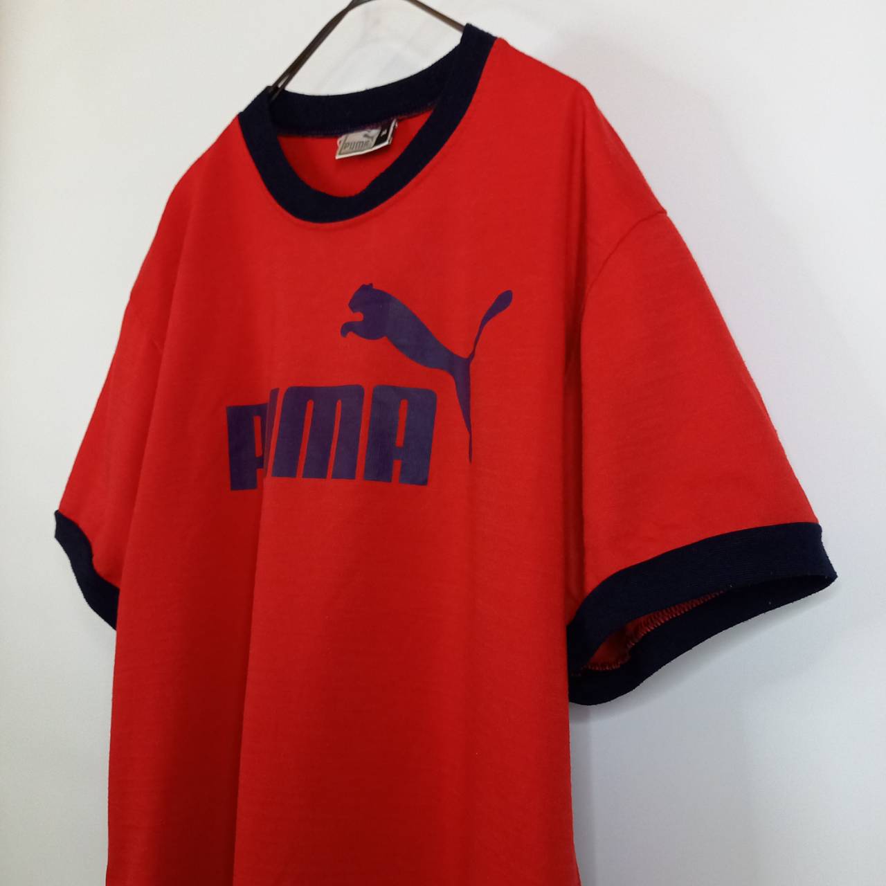 90s　ヴィンテージ　プーマ　Tシャツ　リンガーT　半袖　プリント　オレンジ　M
