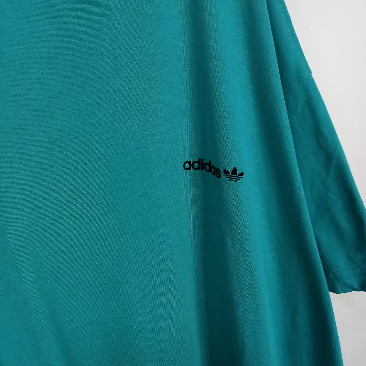 90s　アディダス　オリジナルス　Tシャツ　半袖　ロゴ　万国旗タグ　グリーン　3XL