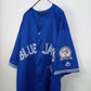 90s　マジェスティック　MLB　ゲームシャツ　半袖　刺繍ロゴ　ブルー　XL