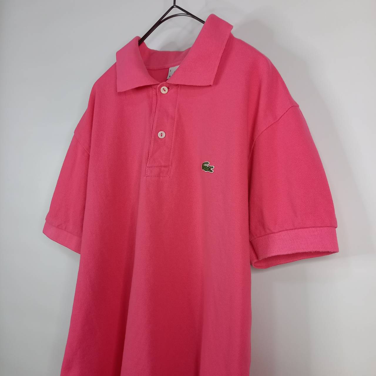 フレンチ　ラコステ　ポロシャツ　半袖　フレラコ　刺繍ロゴ　シェル　ピンク　5