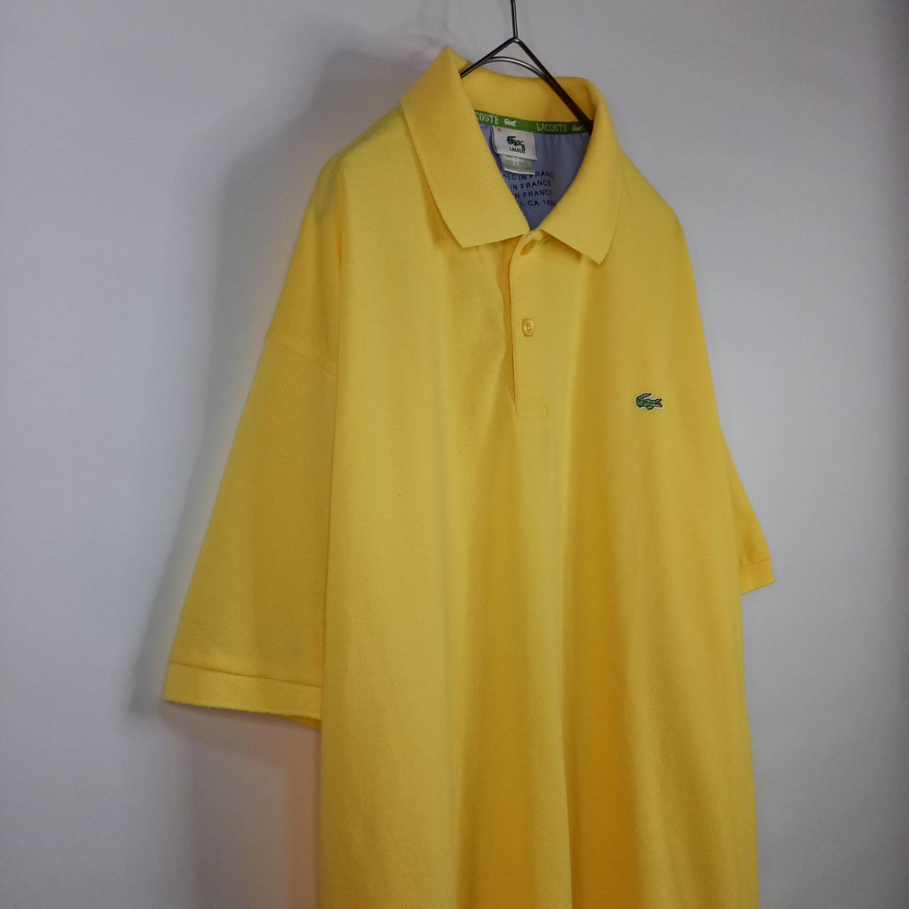 フレンチ　ラコステ　ポロシャツ　半袖　フレラコ　刺繍ロゴ　シェル　イエロー　8サイズ 3XL