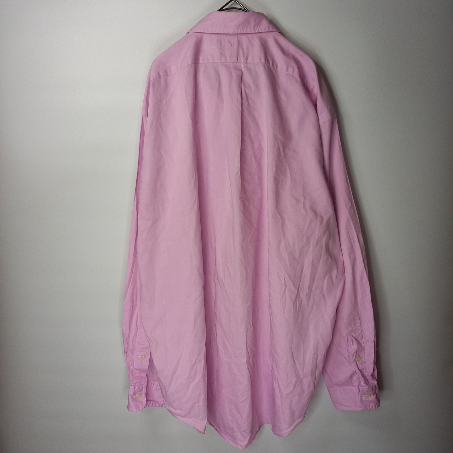 ラルフ　BDシャツ　コットン　カラーポニー　オックスフォード　刺繍ロゴ　ピンク　L