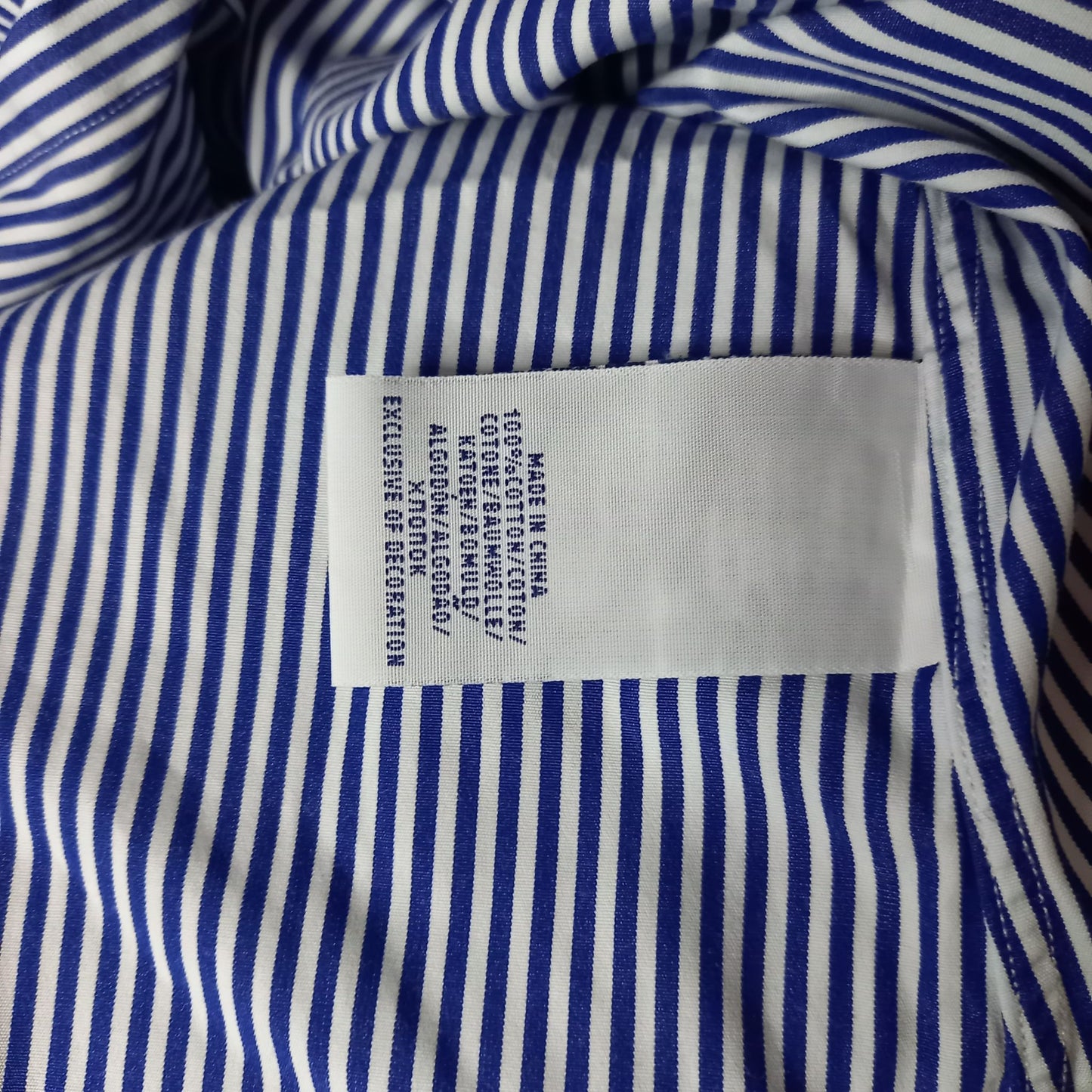ポロラルフローレン　コットンシャツ　刺繍ロゴ　同色ロゴ　ストライプ　ネイビー　L