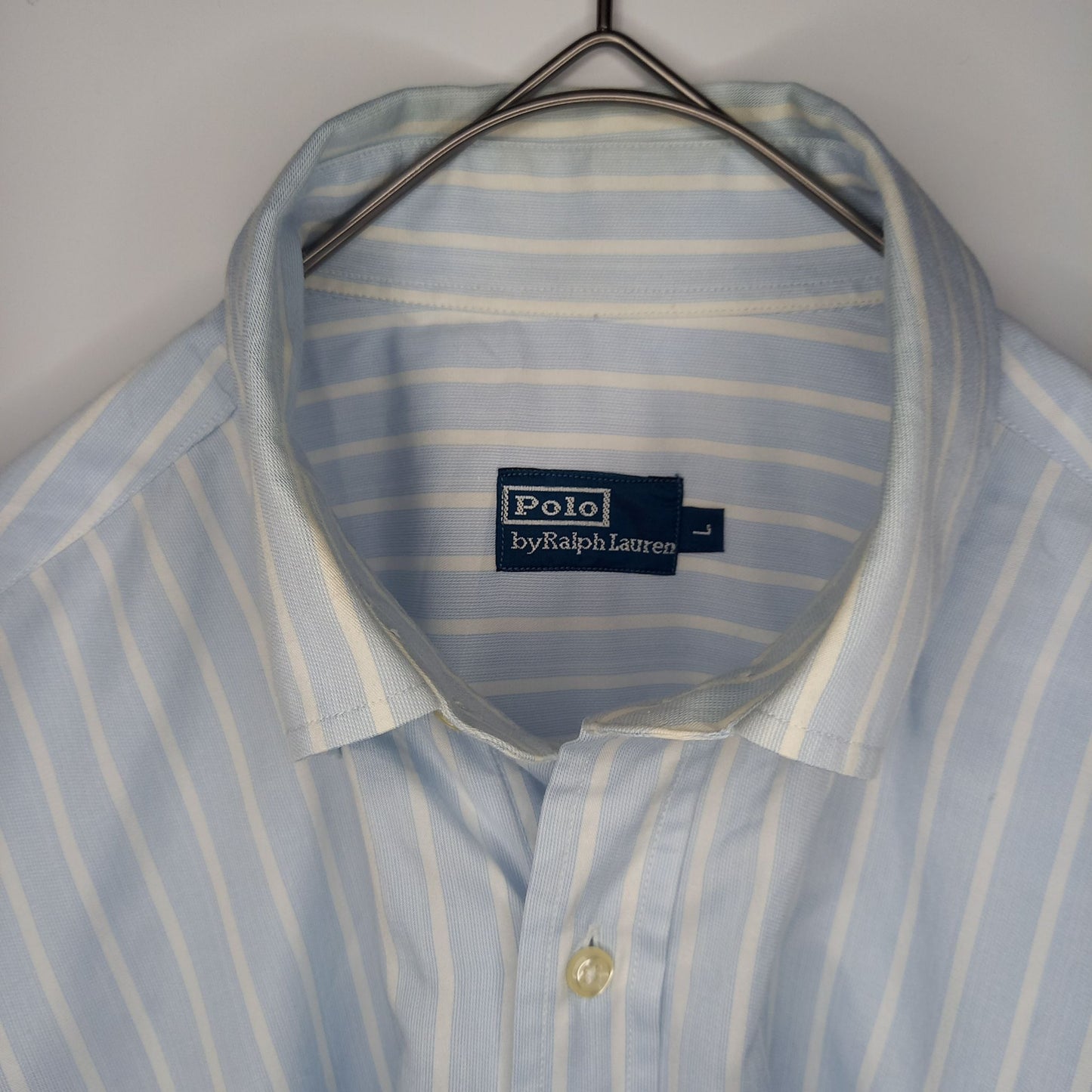 アメリカ製　ポロバイラルフローレン　BDシャツ　刺繍ロゴ　ストライプ　L