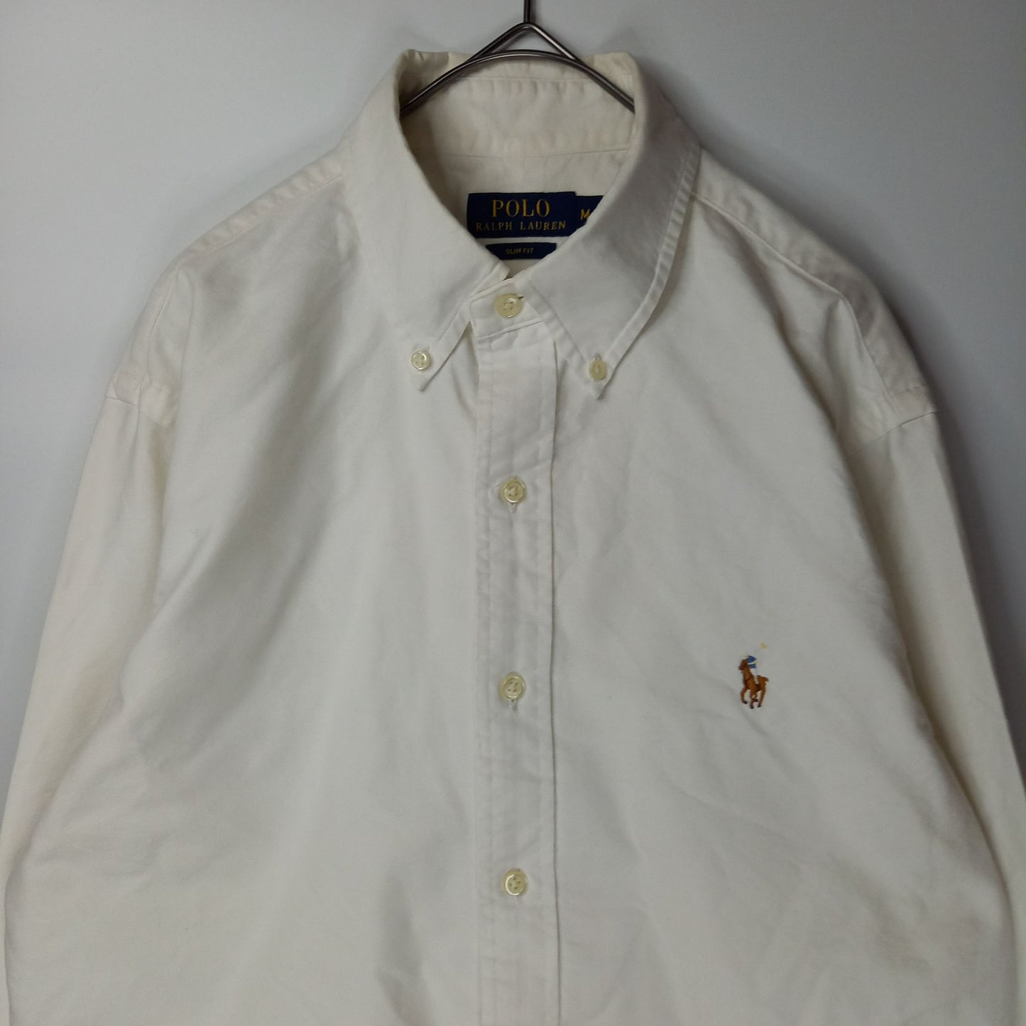 ポロラルフローレン　BD オックスフォードシャツ　刺繍ロゴ　カラーポニー　白　M