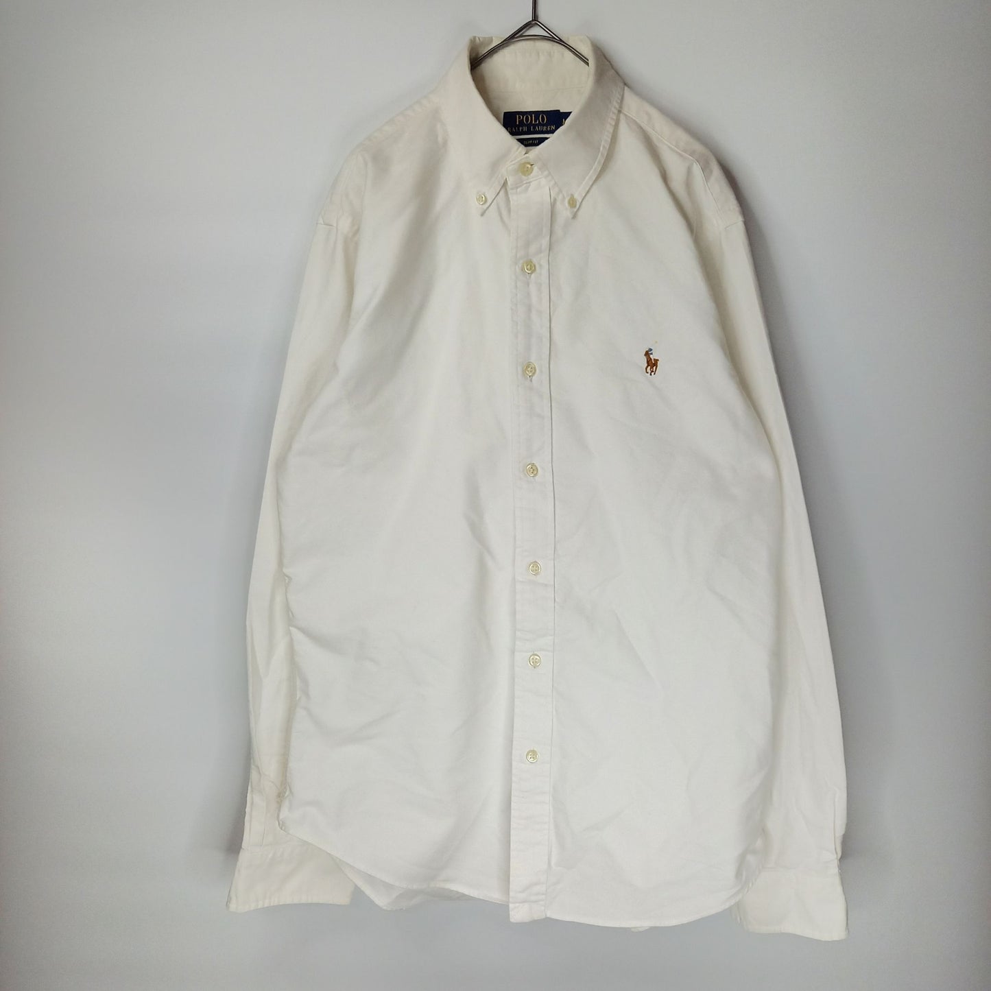 ポロラルフローレン　BD オックスフォードシャツ　刺繍ロゴ　カラーポニー　白　M