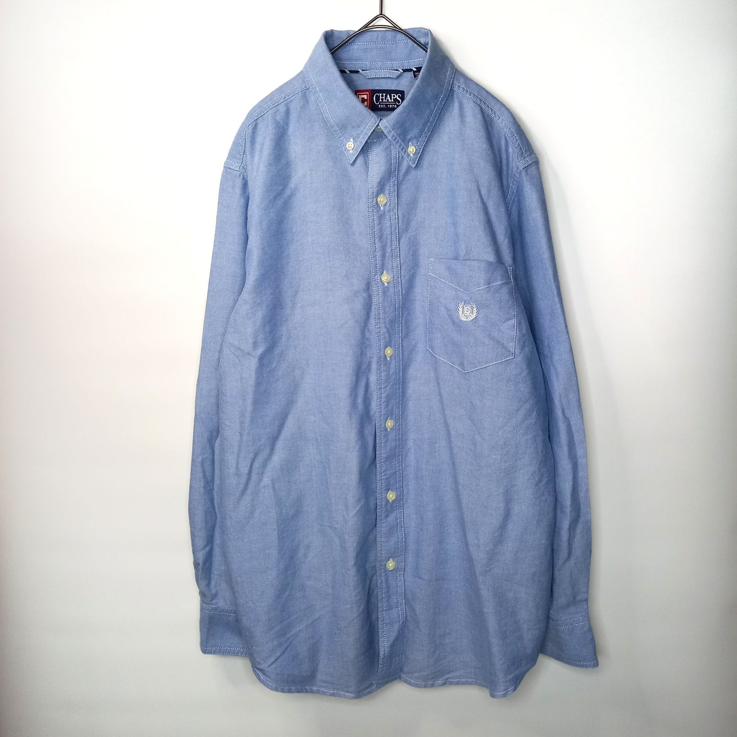 チャップス　オックスフォード　BDシャツ　刺繍ロゴ　ブルー　M