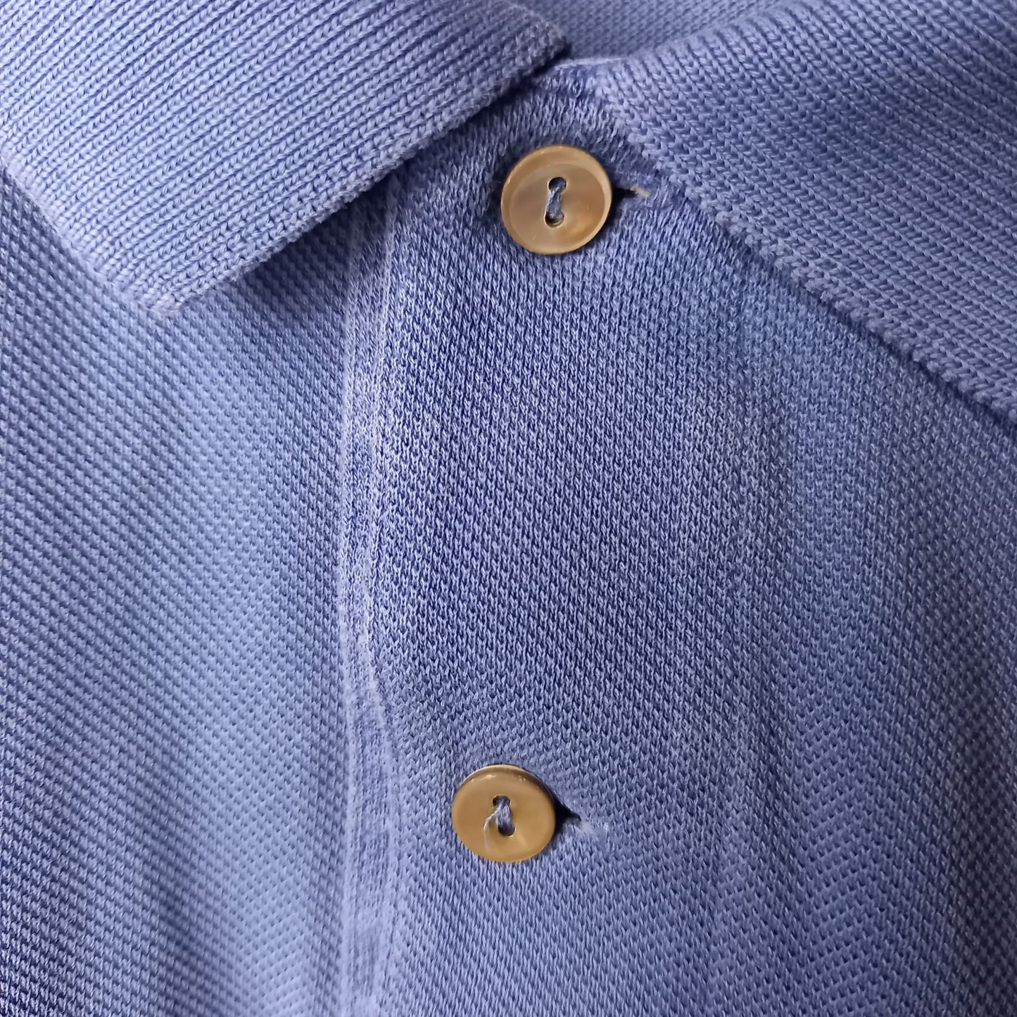 フレラコ　ポロシャツ　刺繍ロゴ　シェルボタン　ブルー　フランス製　ユーロ古着　4