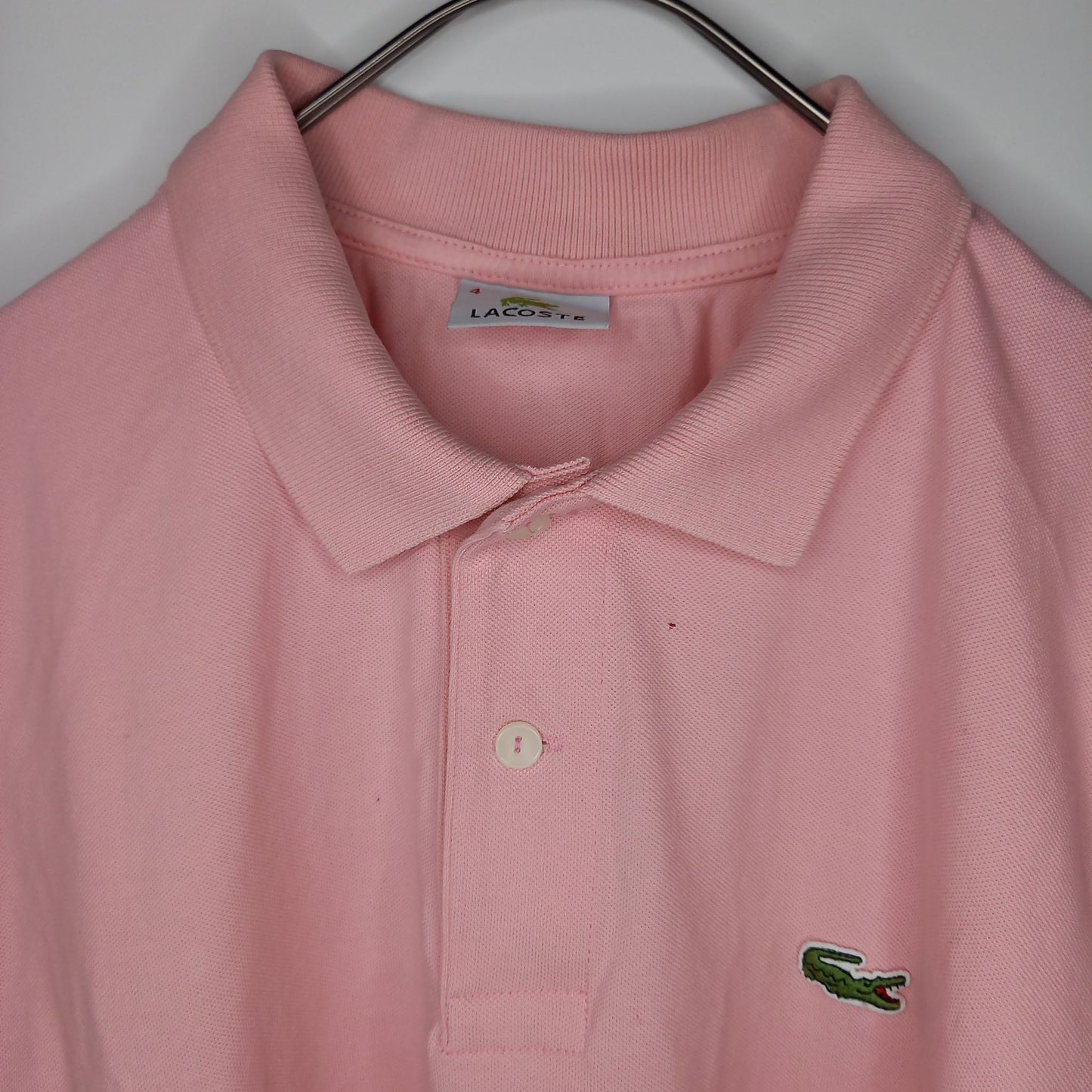 ラコステ　ポロシャツ　刺繍ロゴ　シェルボタン　ユーロ古着　ピンク　4サイズ