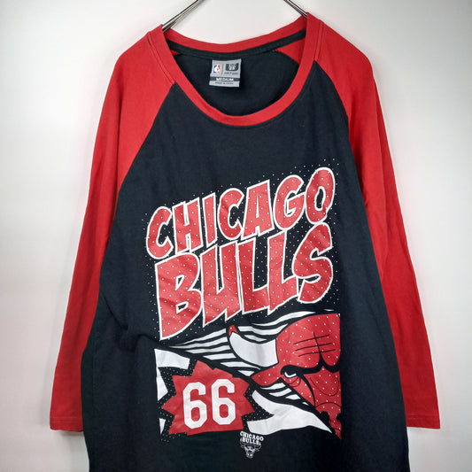 CHICAGO BULLS　ラグランTシャツ　7分袖　NBA　黒　赤　M