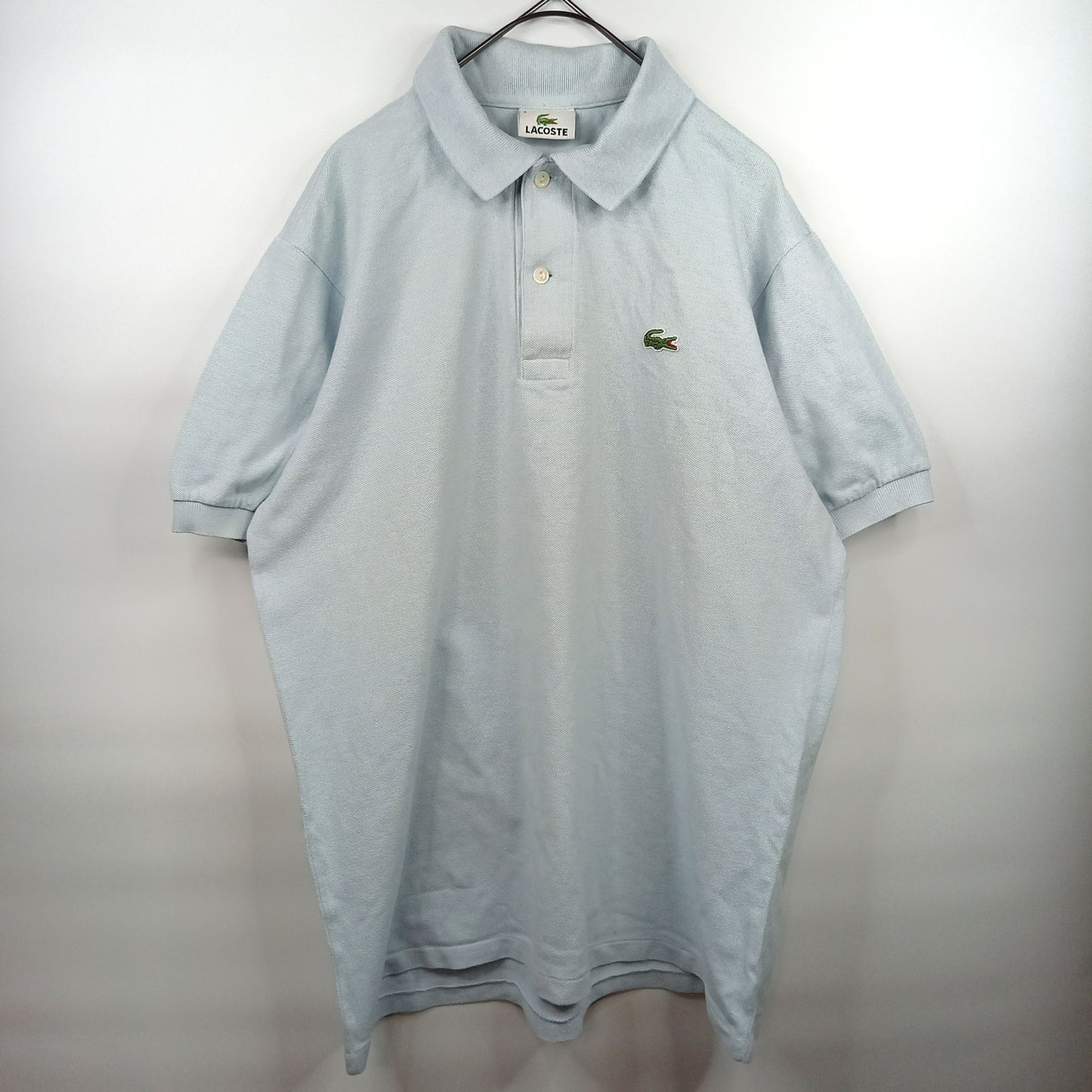 ラコステ　ポロシャツ　半袖　刺繍ロゴ　シェルボタン　ライトブルー　4サイズ