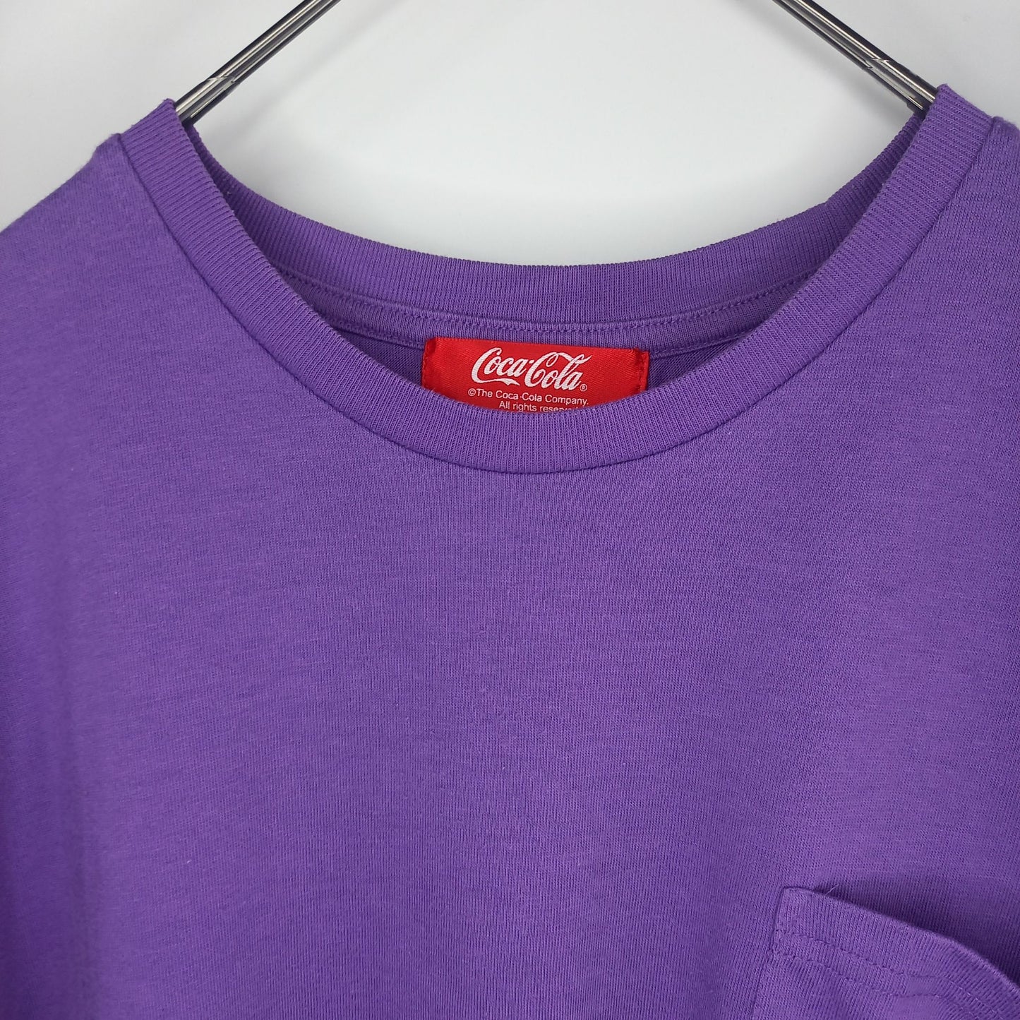 コカ・コーラ　クルーネック　ポケット　カットソー　半袖　企業ロゴ　紫　XL